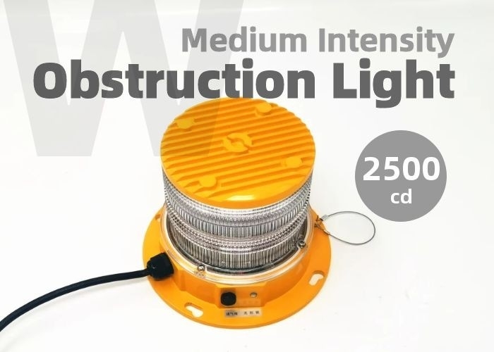 Lampu Obstruksi Penerbangan Polikarbonat Lampu Peringatan Pesawat Intensitas Sedang IP68 Untuk Penandaan Menara
